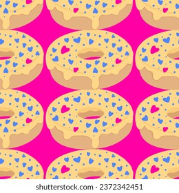 Seamless pattern with glazed donuts