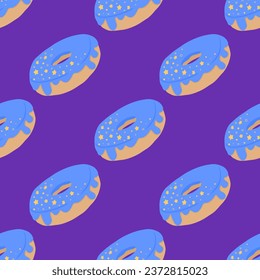 Seamless pattern with glazed donuts