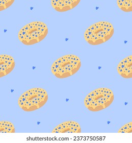 Seamless pattern with glazed donuts