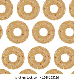 Seamless pattern with glazed donuts. Cartoon donuts. Vector.