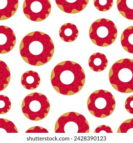 Seamless pattern with glazed donuts.  vector illustrations.
