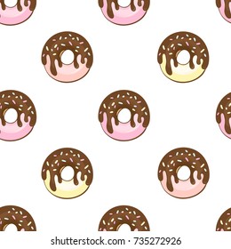 Seamless Pattern with glazed donuts. Vector illustration of chocolate, glazed donuts. 