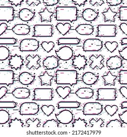 Seamless pattern with glitch effect. Neon color vector texture. Virtual reality background.