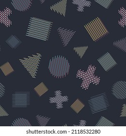 Seamless Pattern in glitch Geometric style school patterns