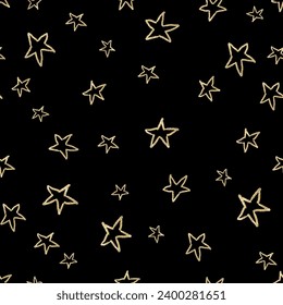 Patrón sin brillo estrellas relucientes fondo negro aislado