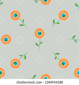 Seamless pattern with The globe is a symbol of our planet Earth in the form of a symbolic flower