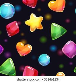 Seamless pattern with glossy shiny shapes, vector texture