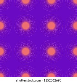 Seamless pattern of glowing Circles, Glowing Color Circles on dark background. Colorful vector illustration.