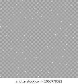 Seamless pattern with glowing lights stars on transparent background. Vector