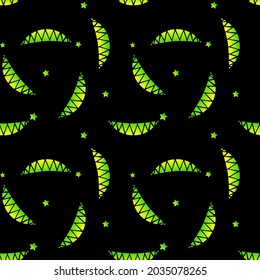 Seamless pattern, glowing monster teeth. Smile of a cat with teeth