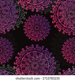 Nahtlose Muster geomatrische Mandala auf dunklem Hintergrund