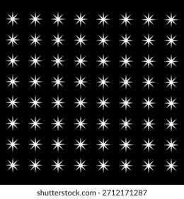 Padrão contínuo de estrelas brancas brilhantes em um, abstrato