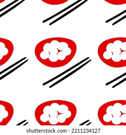 Seamless pattern with Glutinous rice balls illustration on white background