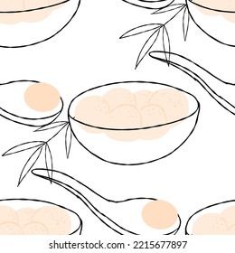 Seamless pattern with Glutinous rice balls illustration on white background