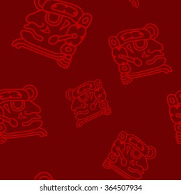 Seamless pattern with glyphs of the Maya periods calendar names for your design