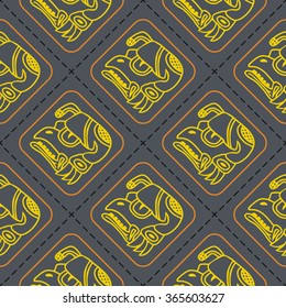 Seamless pattern with glyphs of the Maya periods calendar names for your design