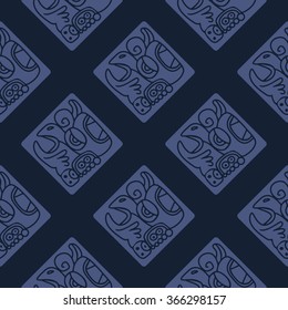 Seamless pattern with glyphs of the Maya periods calendar names for your design