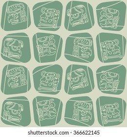Seamless pattern with glyphs of the Maya periods calendar names for your design