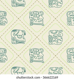 Seamless pattern with glyphs of the Maya periods calendar names for your design