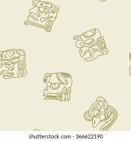 Seamless pattern with glyphs of the Maya periods calendar names for your design