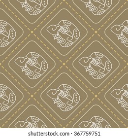 Seamless pattern with glyphs of the Mayan writing for your design