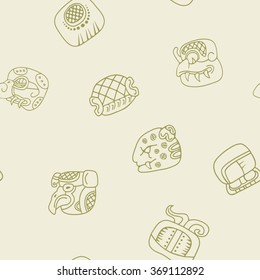 Seamless pattern with glyphs of the Mayan writing for your design