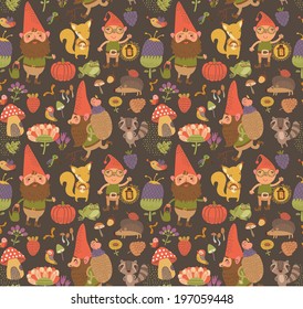 Seamless pattern with gnomes