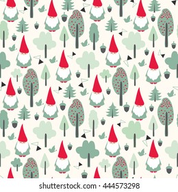 Seamless pattern with gnomes