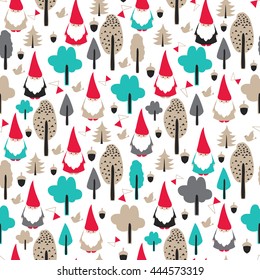 Seamless pattern with gnomes