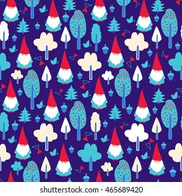 Seamless pattern with gnomes