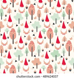 Seamless pattern with gnomes