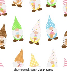 Seamless pattern Gnomes ice cream vector illustration	