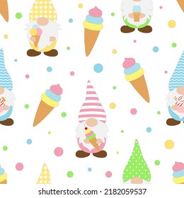 Seamless pattern Gnomes ice cream vector illustration