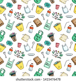Seamless Pattern Go Green Icons or Concept on White Background