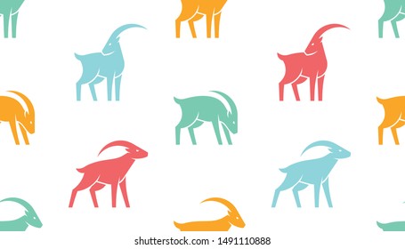 Seamless pattern with Goat logo. isolated on white background