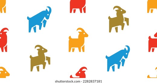 Seamless pattern with Goats. isolated on white background