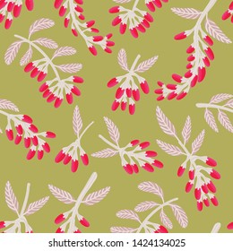 Seamless pattern of goji berries/ goji berry on gold background. Vector illustration.