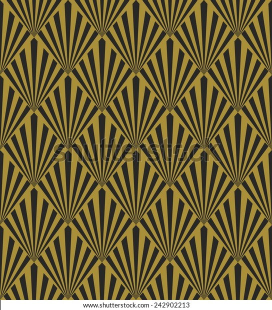 Seamless Pattern Gold Art Deco Sunburst Stock Vector (Royalty Free ...