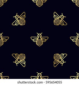 Seamless pattern with gold Bee