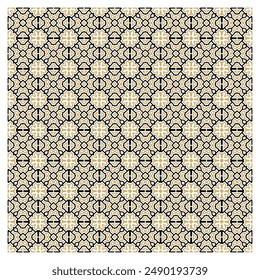 Seamless pattern with gold and black geometric shapes on a white background