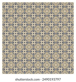 Seamless pattern with gold and black geometric shapes on a white background