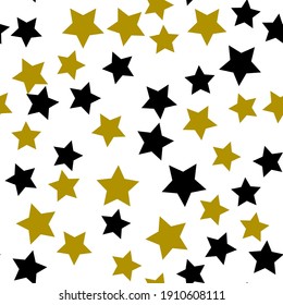 Seamless pattern with gold and black stars. Vector illustration