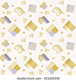 seamless pattern with gold and blue ornaments
