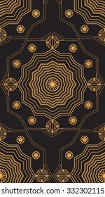 Seamless pattern with gold carved tracery on a dark background for your creativity