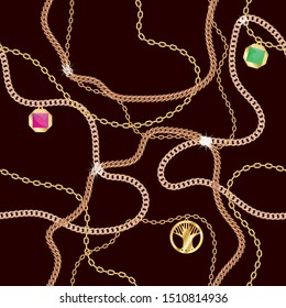 
Seamless pattern with gold chain.