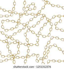 Seamless pattern with gold chain. Fashion print. Vector hand drawn illustration.
