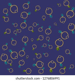 seamless pattern with gold chain and gemstones