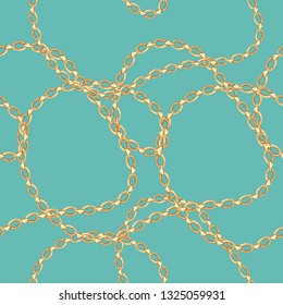 Seamless pattern with gold chain. Trendy vektor illustration.