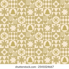 Nahtloses Muster Gold Weihnachtsschmuck. Geometrisches Design. Vektor.