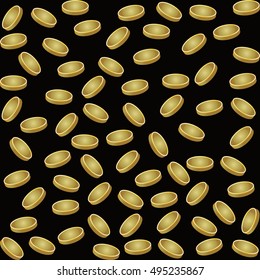 Seamless pattern gold coins, vector illustration